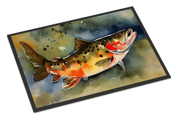 Brook Trout Doormat Front Door Mat Indoor Outdoor Rugs For Entryway, Non Slip Washable Low Pile, 24H X 36W_maomaolike.com