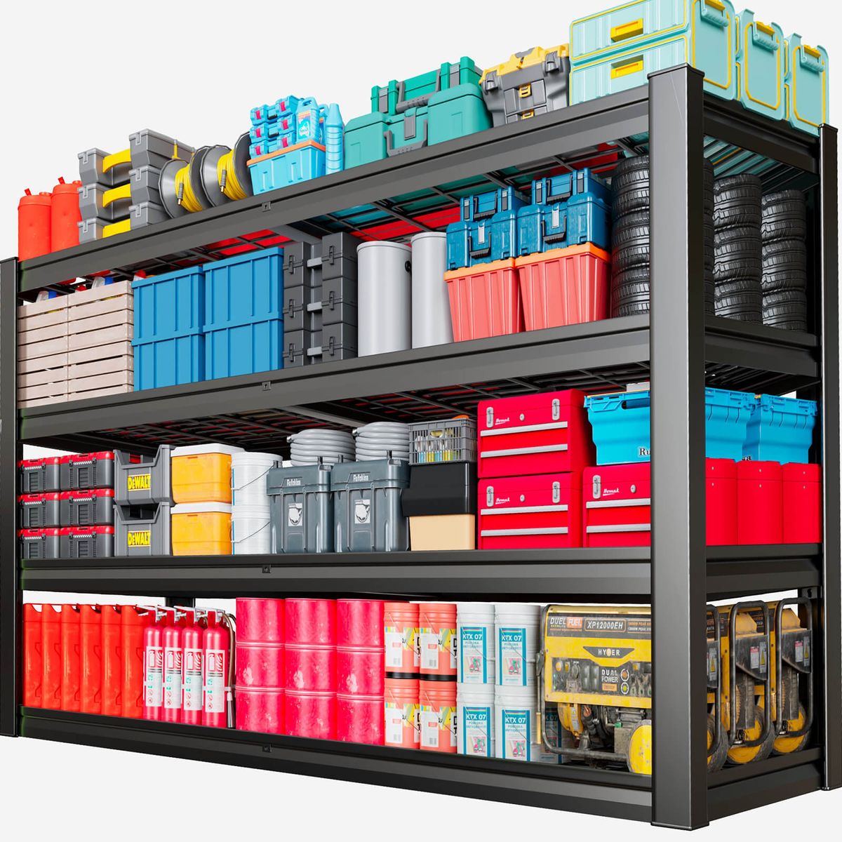 24"D Storage Shelving Unit, 6-Tier Heavy Duty Garage Shelving, Black, 65"W X 24"D X 84" H_maomaolike.com