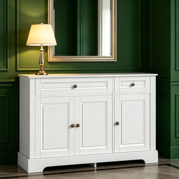 Sideboard Buffet Cabinet, Modern Accent Cabinet With 2 Drawers And Adjustable Shelves_maomaolike.com