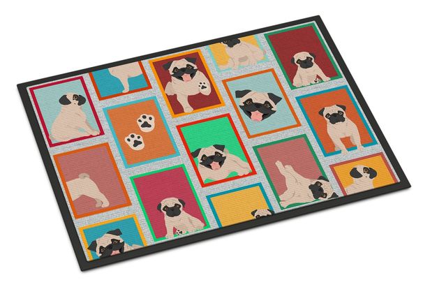 Lots Of Fawn Pug Doormat Front Door Mat Indoor Outdoor Rugs For Entryway, Non Slip Washable Low Pile, 24H X 36W_maomaolike.com