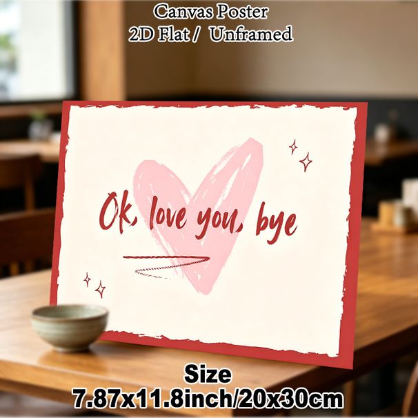 Love Message Themed Painting Poster, Warm Hand-painted Pink Heart & Typography Poster, Sweet Heartfelt Decor For Bedroom, Living Room, Entryway_maomaolike.com