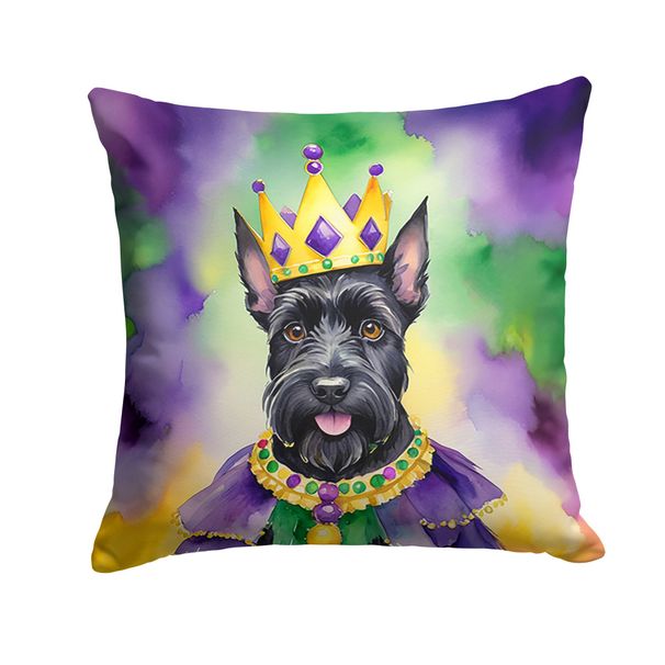 Scottish Terrier King Of Mardi Gras Throw Pillow Machine Washable, Indoor Outdoor Decorative Pillow For Couch, Bed Or Patio, 14Hx14W_maomaolike.com