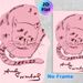 Pink Curled Cat Painting Poster, Soft Pink Line Art Style Poster, Charming Curled Cat With Striped Details, Ideal For Bedroom And Living Room Decor_maomaolike.com