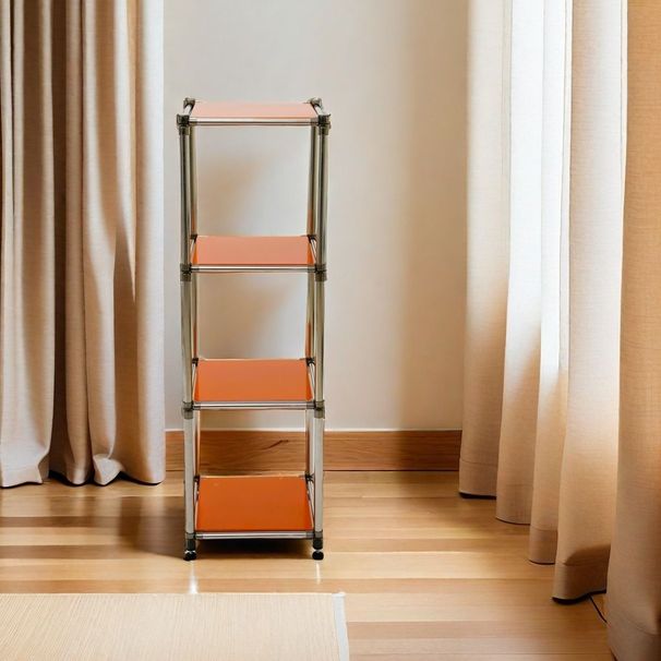 Korean Orange 4-Tier Heavy Duty Stainless Steel Storage Shelving Unit, 100lbs/shelf (49"H X 14.9"W X 13.7"D) For Indoor/Outdoor Organization , Modular Rack, Extremely Durabl_maomaolike.com