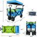 Collapsible Wagon Heavy Duty Folding Wagon Cart With Removable Canopy, 4" Wide Large All Terrain Wheels, Brake, Adjustable Handles,Cooler Bag Utility Carts For Outdoor Garden Beach_maomaolike.com