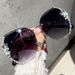 Unisex Fashion Round Diamond Studded Sunglasses Sun Protection Sunglasses Outdoor Rhinestone Glasses_maomaolike.com