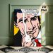 Humorous Male Portrait Pop Art Painting Poster, Vibrant Dot-Patterned Comic Style Poster, Witty Relatable Quote Decor Ideal For Home, Living Room_maomaolike.com