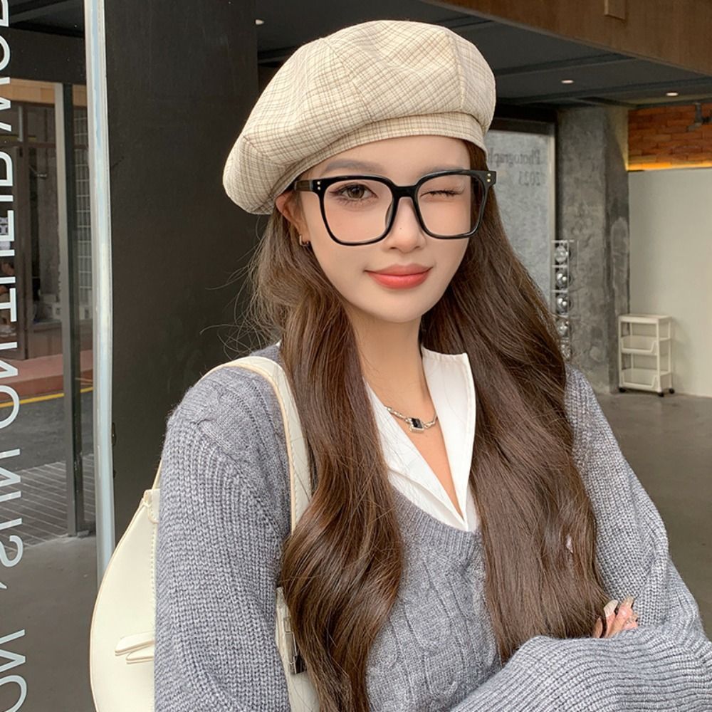 Hot Sale Cloth Beret Trendy Painter Korean Style Lattice Octagonal Solid Color Artist Hat Newsboy Cap Ladies_maomaolike.com