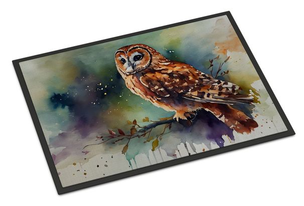 Tawny Owl Doormat Front Door Mat Indoor Outdoor Rugs For Entryway, Non Slip Washable Low Pile, 24H X 36W_maomaolike.com