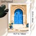 Moroccan Blue Door Painting Poster, Vintage Bohemian Ethnic Style Poster, Exotic Architectural Charm Ideal For Living Room, Hallway, Bohemian-inspired_maomaolike.com