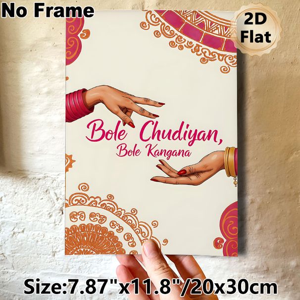 Indian Traditional Hand & Henna Motif Painting Poster, Vibrant Ethnic Style Poster, Adorned Hands With Bangles And Intricate Henna Patterns, Cultural_maomaolike.com