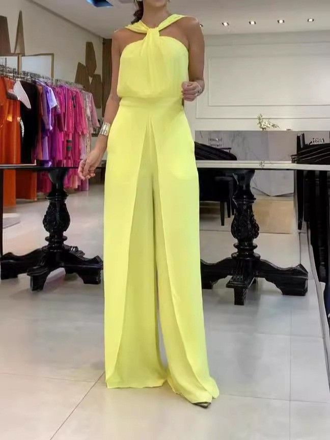Women's Clothing ins new fashion backless sleeveless high waist jumpsuit_maomaolike.com