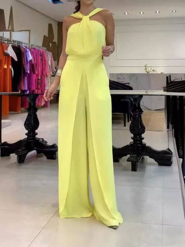 Women's Clothing ins new fashion backless sleeveless high waist jumpsuit_maomaolike.com