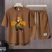Men's Clothing 2024 Waffle Casual Summer Suit Men's Loose Teen Short sleeved T shirt Shorts Handsome Two piece Suit_maomaolike.com