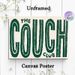 Couch Club Typography Painting Poster, Vintage Distressed Dark Green Text Poster, Stylish Retro Lettering Design Ideal For Living Room, Lounge Spaces_maomaolike.com