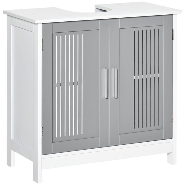 Under Sink Pedestal Storage Bathroom Cabinet, Gray White_maomaolike.com