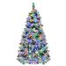 6FT Pre-Lit Spruce Snow Flocked Christmas Tree With Pine Cones, Artificial Xmas Tree With 403 Branch Tips,Mixed PE & PVC Branches, 250 Multi-Color LED Lights, 11 Flashing Modes, Holiday Décor_maomaolike.com
