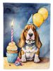Basset Hound Happy Birthday House Flag Large Porch Sleeve Pole Decorative Outside Yard Banner Artwork Wall Hanging, Polyester, House Size, Multicolor_maomaolike.com