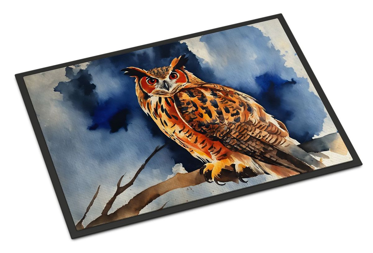 Eurasian Eagle Owl Doormat Front Door Mat Indoor Outdoor Rugs For Entryway, Non Slip Washable Low Pile, 24H X 36W_maomaolike.com