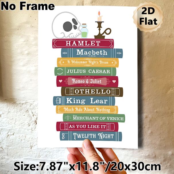 Shakespeare Classic Books Themed Painting Poster, Colorful Retro Stacked Literary Masterpieces Poster, Adds Refined Literary Ambiance, Ideal For Study_maomaolike.com