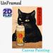 Black Cat & Beer Themed Painting Poster, Vintage Japanese Style Poster, Whimsical Black Cat Licking Beer Froth Design, Ideal For Home Bar, Living Room_maomaolike.com