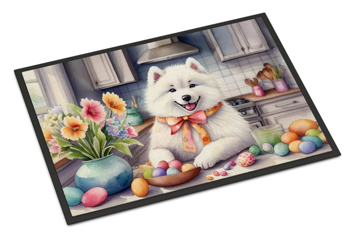 Decorating Easter Samoyed Doormat Front Door Mat Indoor Outdoor Rugs For Entryway, Non Slip Washable Low Pile, 24H X 36W_maomaolike.com
