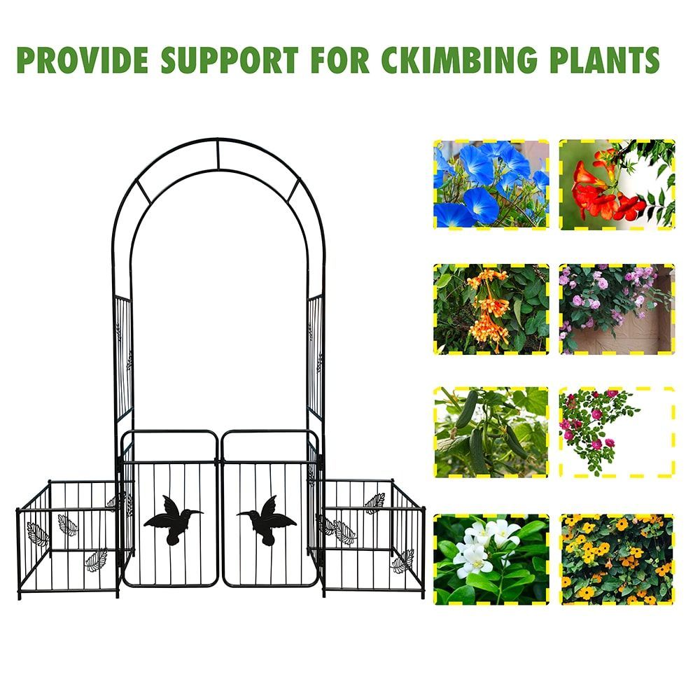 Metal Garden Arch Garden Arbor Trellis Climbing Plants Support Arch Outdoor Arch Wedding Arch Party Events Archway Black_maomaolike.com