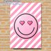 Heart-eyed Smiley Painting Poster, Pastel Pink Cute Smiley With Heart-shaped Eyes Poster, Cheerful Playful Design Adds Warm Touch For Bedroom, Living_maomaolike.com