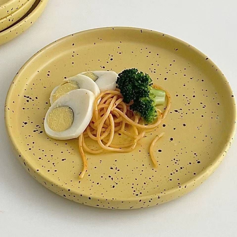 Scandinavian 20cm Matte Ceramic Plate - Textured Round Platter In Nordic Palette | Commercial-Grade Stoneware | Minimalist Dining Essential_maomaolike.com