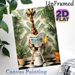 Giraffe Bathroom Themed Painting Poster, Playful Tropical-style Poster Featuring A Bespectacled Giraffe Reading Newspaper On Toilet, Lighthearted_maomaolike.com