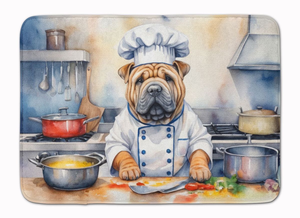 Shar Pei The Chef Memory Foam Kitchen Mat Machine Washable Anti-Fatigue Mat Cushion Comfort Bath Mat Or Kitchen Rug_maomaolike.com