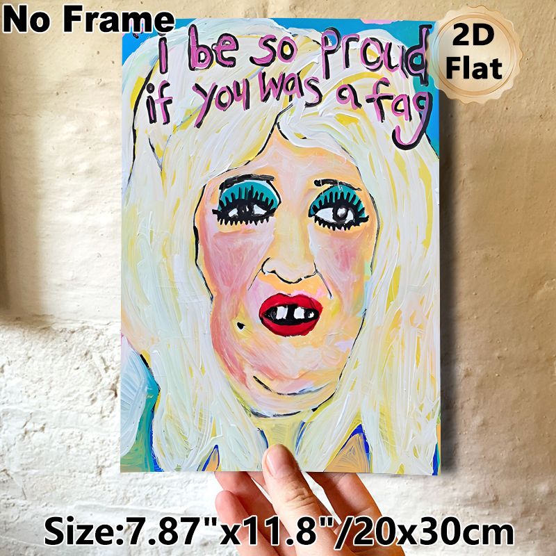 Bold Female Portrait Painting Poster, Vibrant Expressive Pop-Art Style Poster, Eye-catching Artistic Decor Suitable For Living Room, Studio Spaces_maomaolike.com