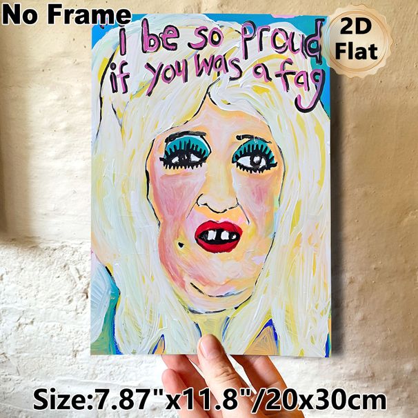 Bold Female Portrait Painting Poster, Vibrant Expressive Pop-Art Style Poster, Eye-catching Artistic Decor Suitable For Living Room, Studio Spaces_maomaolike.com