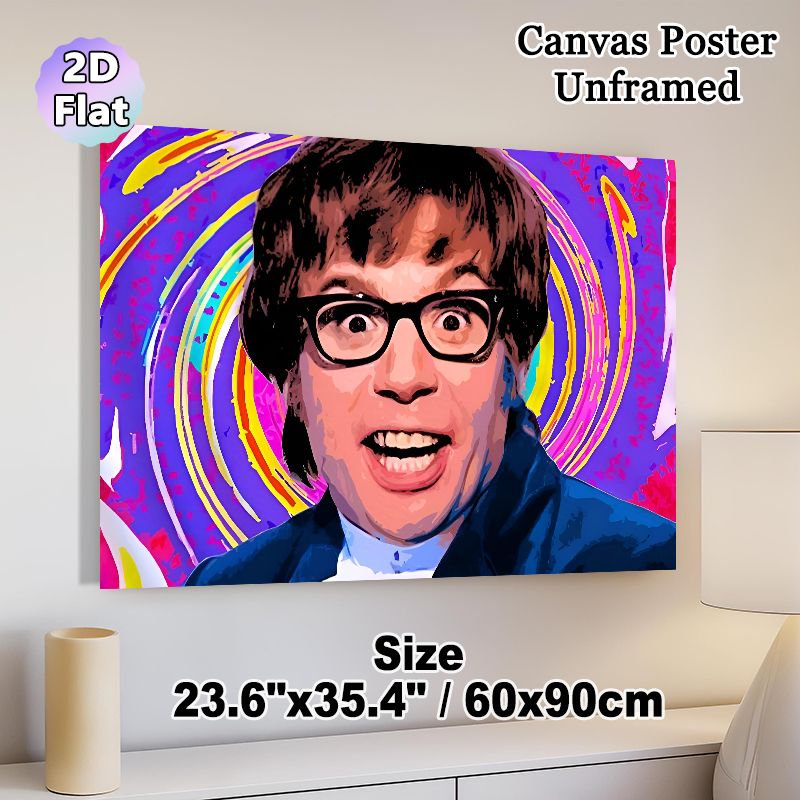 Retro Pop Culture Portrait Painting Poster, Vibrant Psychedelic Style Poster, Bold Colorful Swirling Backdrop, Eye-catching Artistic Decor Ideal For_maomaolike.com