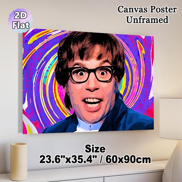 Retro Pop Culture Portrait Painting Poster, Vibrant Psychedelic Style Poster, Bold Colorful Swirling Backdrop, Eye-catching Artistic Decor Ideal For_maomaolike.com