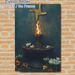 St. Brigid's Cross Ritual Painting Poster, Mysterious Vintage Smoldering Ritual Fire With Delicate Blooms Poster, Serene Spiritual Vibe For Home_maomaolike.com