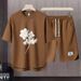 Men's Clothing 2024 Waffle Casual Summer Suit Men's Loose Teen Short sleeved T shirt Shorts Handsome Two piece Suit_maomaolike.com