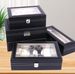 Black Faux Leather Watch Storage Box With Lock - 2/3/5/10/12 Slot Organizer, Glass Top, Soft Lining, Ideal For Watches, Jewelry & Accessories Display_maomaolike.com