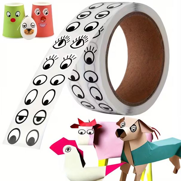 1000Pcs/1 Roll, Eye Stickers Labels, Eyes Self Adhesive Stickers For DIY Handmade_maomaolike.com