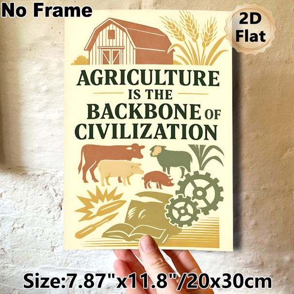 Agriculture Themed Painting Poster, Vintage Rustic Farm & Livestock Scene Poster, Inspirational Agriculture Quote Design Ideal For Home Office_maomaolike.com