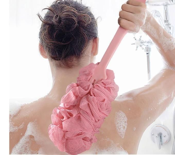 Large Long Handle Ball Towel Brush Bath Net Back Rub Strap Lanyard Spot_maomaolike.com