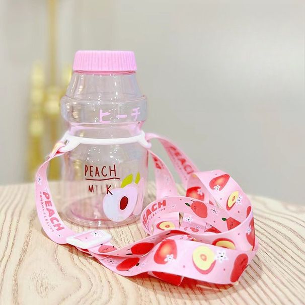480ml Kawaii Plastic Water With Cup Strap Drinking Yakult Shape Cute Milk Carton Shaker Bottle For Kids/Girl/Adult_maomaolike.com