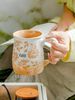 1pcs Large Ceramic Coffee Mugs,20 Oz Ceramic Floral Mugs With Handle,Oversized Tea Cup Coffee Cup_maomaolike.com