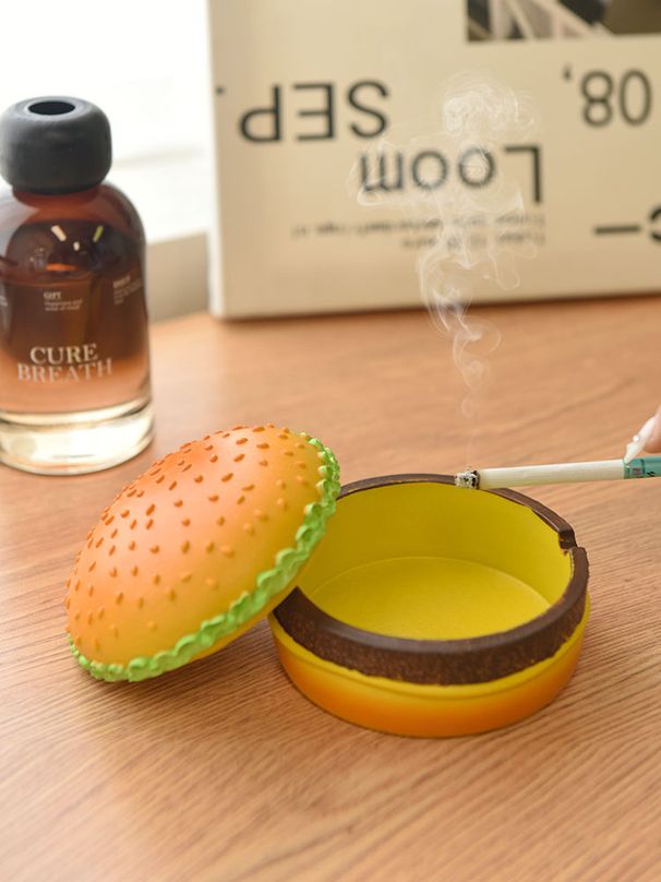 Cute Hamburger Shaped Dust Proof Ashtray Creative Desktop Ornament For Living Room Office Ideal Father Gift
_maomaolike.com