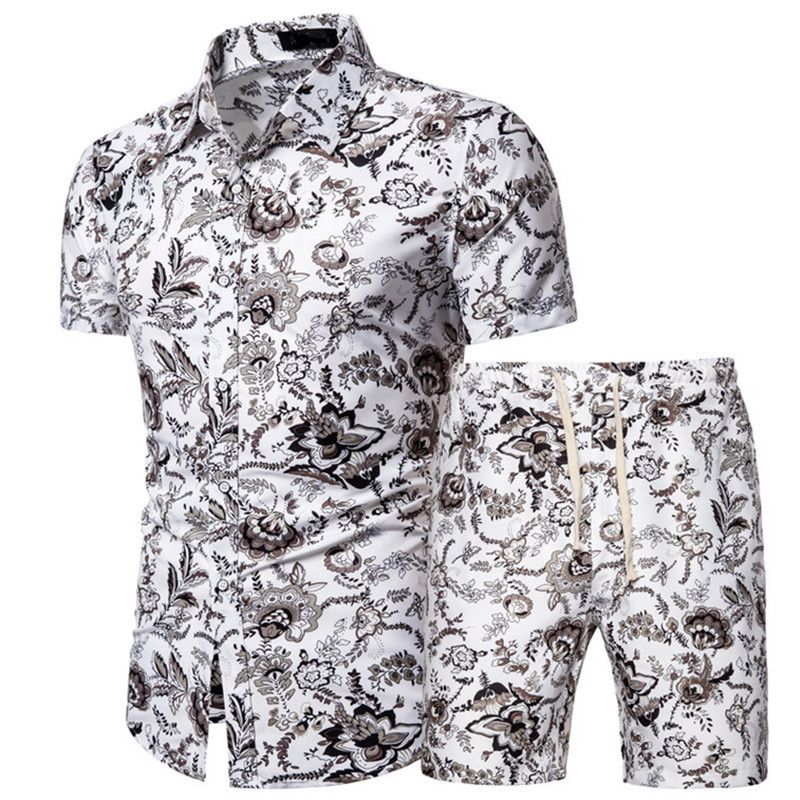 Men's Clothing Short Sleeve Shirt Printed Shirt Set _maomaolike.com