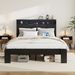 Bed Frame Queen Size, Wood Platform Bed Frame With Storage LED Light Headboard And 2 USB , Noise Free,No Box Spring Needed And Easy Assembly Tool,Large Under Bed Storage,Dark Black_maomaolike.com