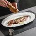 Rock Pattern Pure White Ceramic Plating Dish Oval Deep Steamed Fish Western Food Plate Hotel Tableware_maomaolike.com