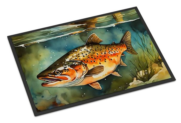 Brown Trout Doormat Front Door Mat Indoor Outdoor Rugs For Entryway, Non Slip Washable Low Pile, 24H X 36W_maomaolike.com