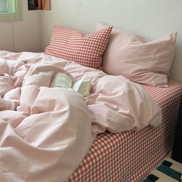 Wholesale INS Japanese Simple Mixed Thin Striped Pure Four-Piece Nordic Style Full Yarn-Dyed Washed Cotton 4-Piece Set_maomaolike.com
