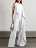 Women's Clothing solid color fashion temperament vest high waist wide leg pants women's irregular zipper jumpsuit _maomaolike.com
